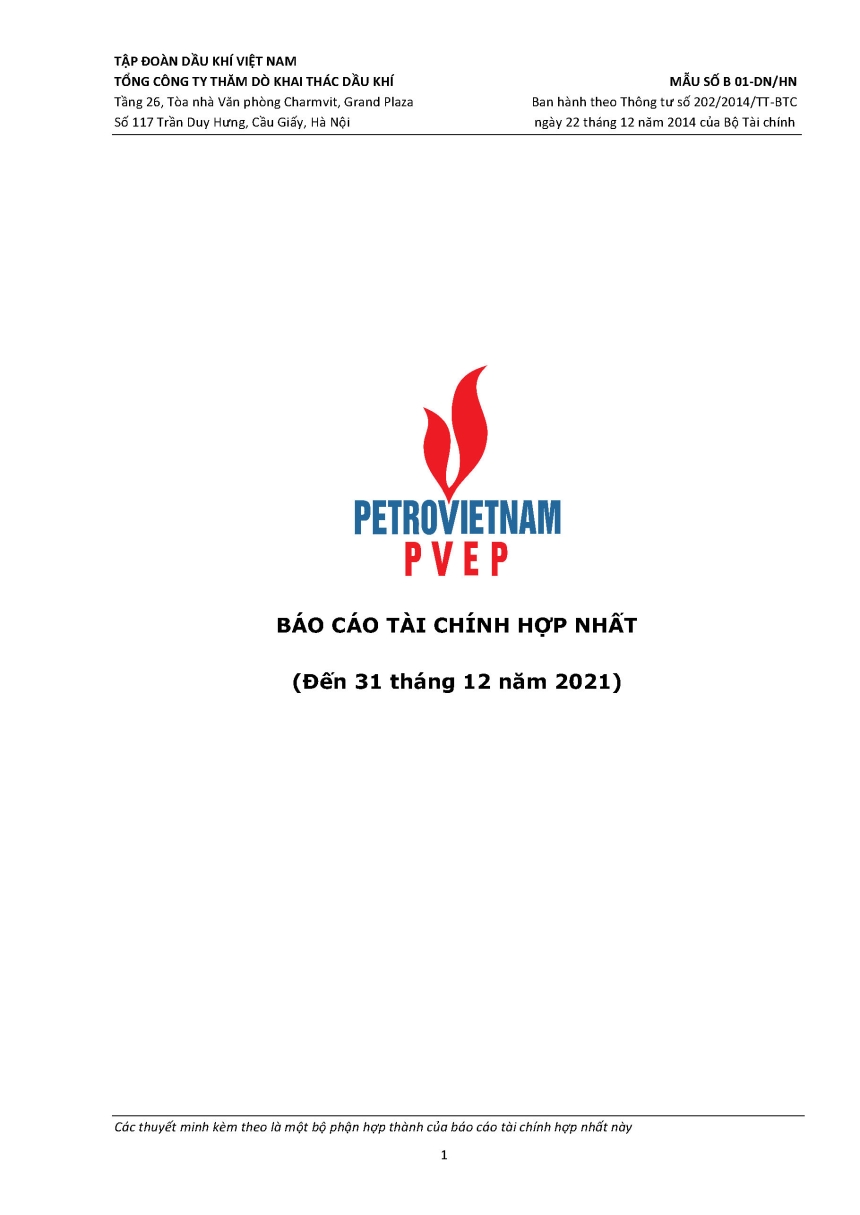 Báo cáo tài chính hợp nhất đến 31 tháng 12 năm 2021